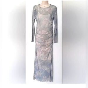 No Comment Sheer Long Sleeve Dress